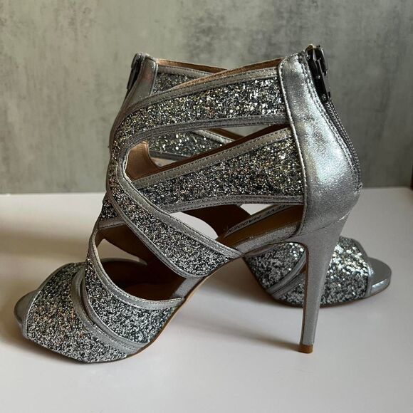 Steve Madden Silver Glitter Glam Heels Size 10 - Picture 4 of 8